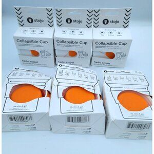 Lot of 6 Stojo Collapsible Cup 12 oz Orange White Portable Travel Tea Coffee NEW
